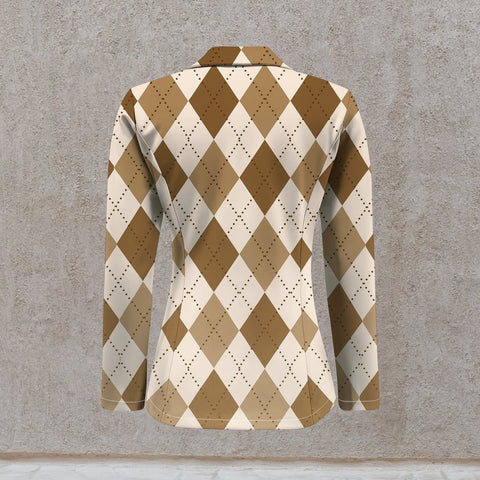 Knitted Blazer With Notched Collar And Chic Print For A Sophisticated Look