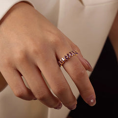 Dopamine Geometric Multicolored Zircon Open Ring