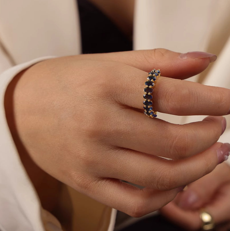 Dopamine Geometric Multicolored Zircon Open Ring