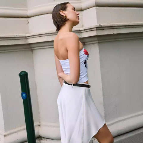 Chestbaring Midriffbaring Floralprint Tank Top