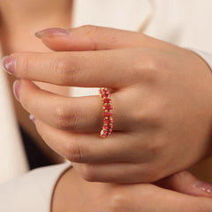 Dopamine Geometric Multicolored Zircon Open Ring