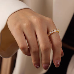 Dopamine Geometric Multicolored Zircon Open Ring