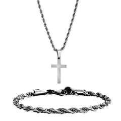 Two-piece Cuban-hair Twist Chain Cross Pendant Bracelet