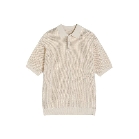 Men's Summer Loose-Fit Lapel Short-Sleeve Hollow-Out Half-Sleeve