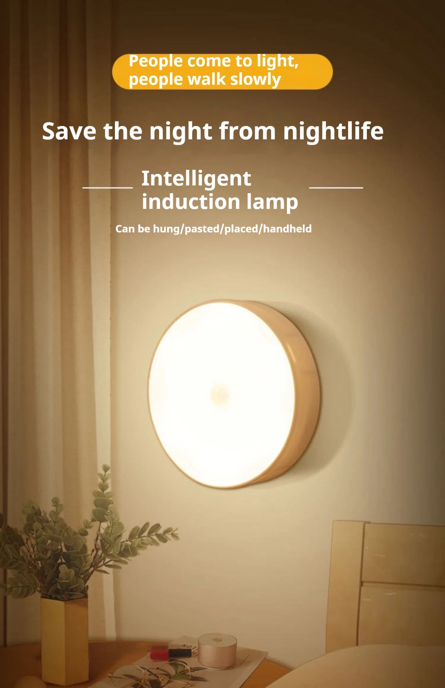 Rechargeable Motion Sensor Night Light - Auto On/Off, Wireless LED for Home Safety, Charge Only 4 Times a Year