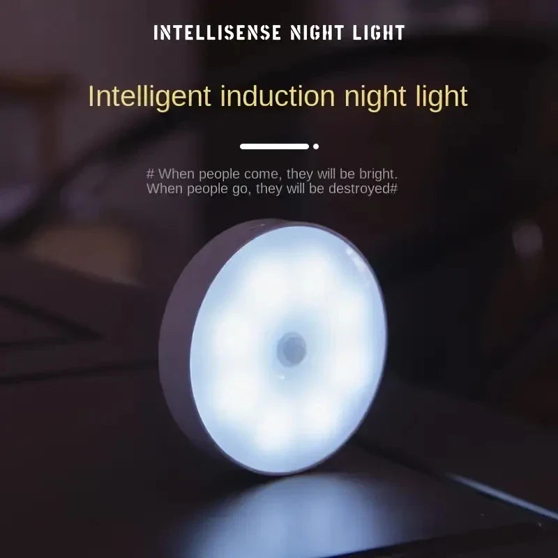 Rechargeable Motion Sensor Night Light - Auto On/Off, Wireless LED for Home Safety, Charge Only 4 Times a Year