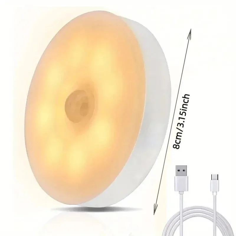 Rechargeable Motion Sensor Night Light - Auto On/Off, Wireless LED for Home Safety, Charge Only 4 Times a Year