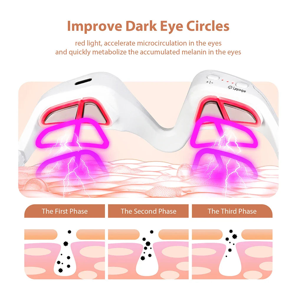 Microcurrent EMS Eye Massager with Red Light Therapy - 4 Modes, 3-Level EMS | Anti-Aging, Dark Circle & Puffiness Relief