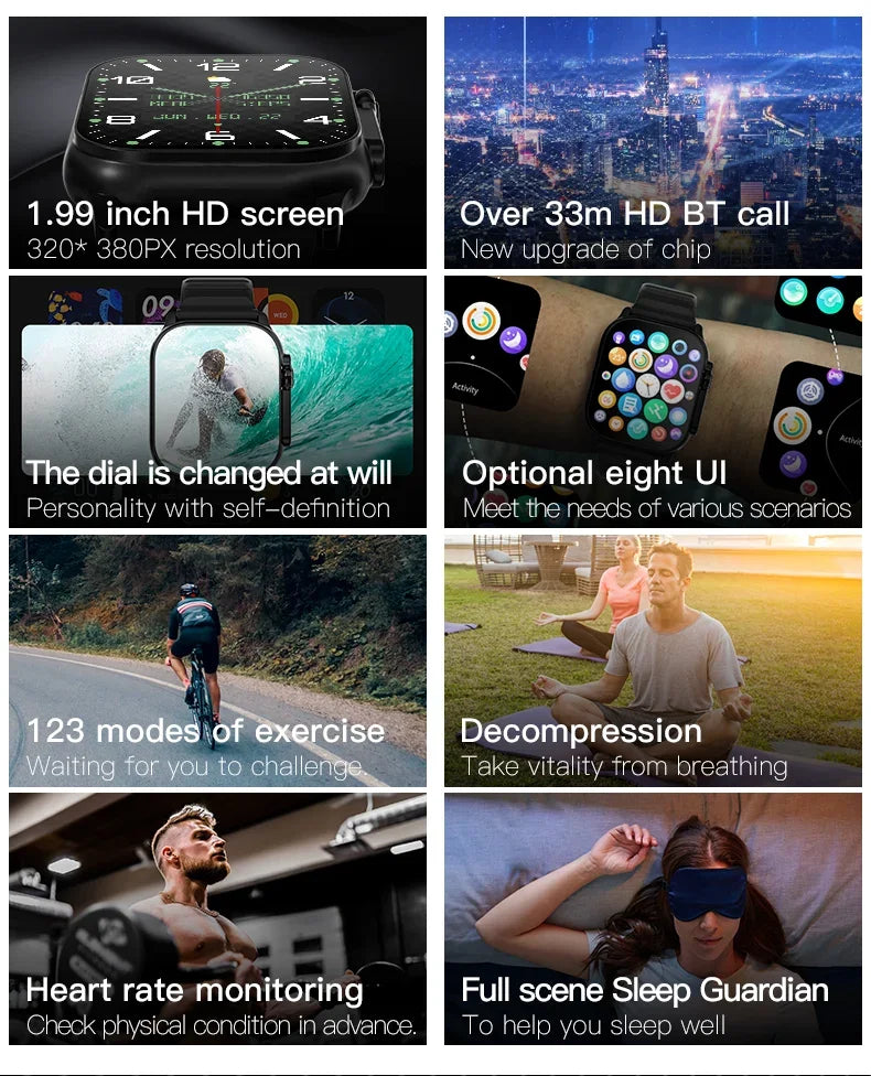 T900 Ultra Smartwatch - Bluetooth Calling, Fitness & Health Tracking, Full Touch Display