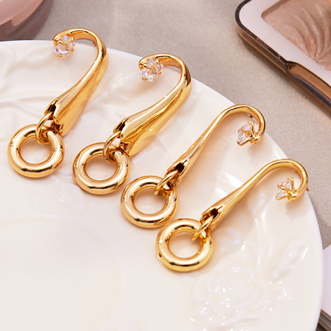 Zircon-inlaid Geometric Circular Pendant Earrings