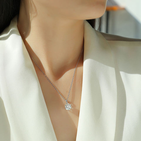 Pure Silver Moissanite Necklace With Fashion Fringe For A High-End Look